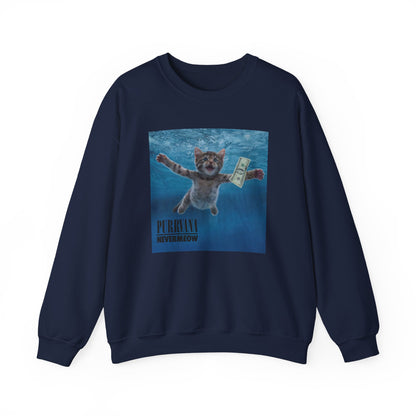 Purrvana Nevermeow Album Cover Crewneck Sweatshirt