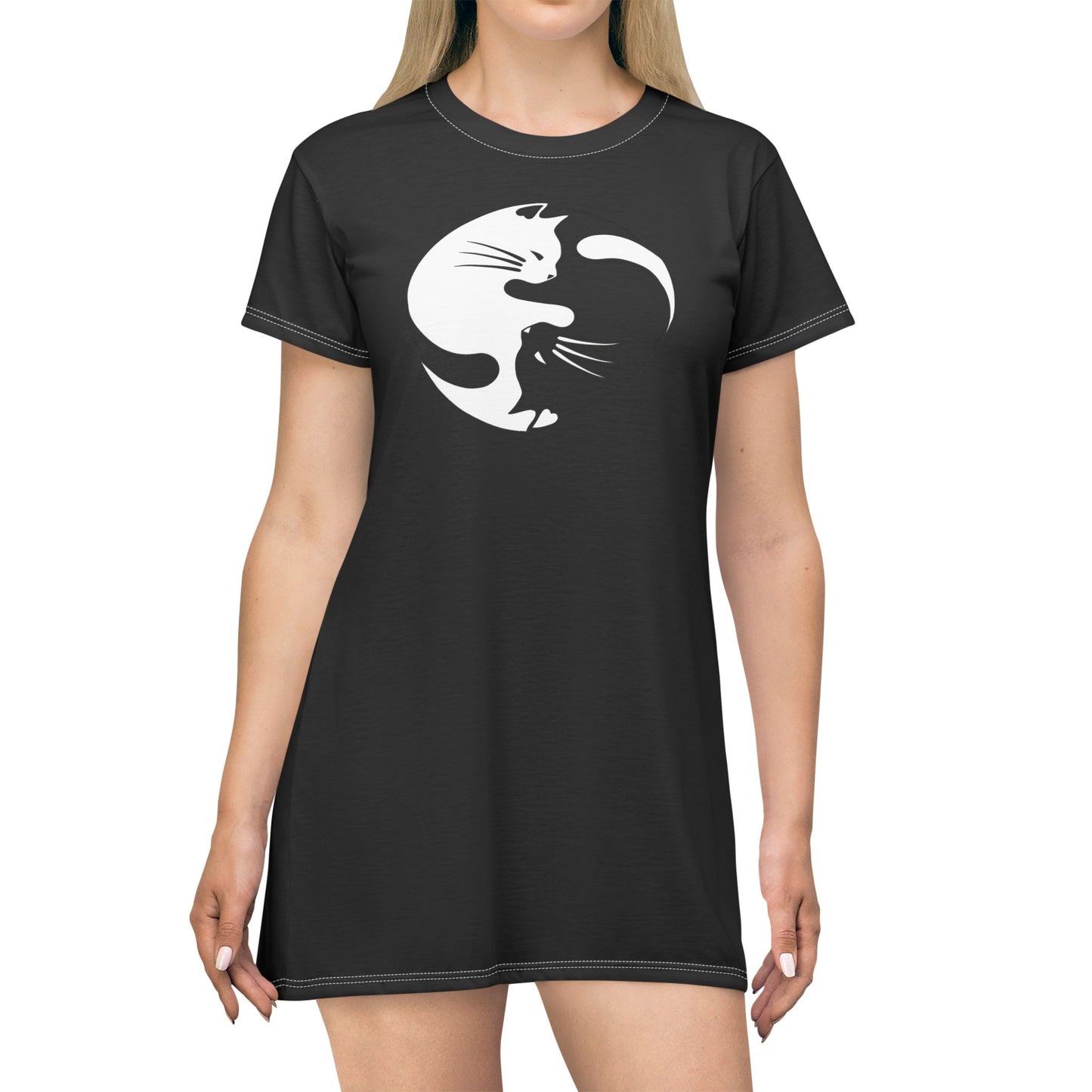 Yin Yang Kitties T-Shirt Dress