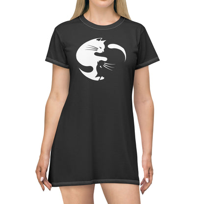 Yin Yang Kitties T-Shirt Dress