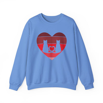 Cat Tail Love Retro Heart Crewneck Sweatshirt