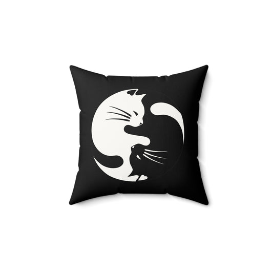 Yin Yang Kitties Faux Suede Square Pillow
