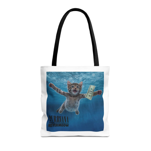Purrvana Nevermeow Album Cover Tote Bag