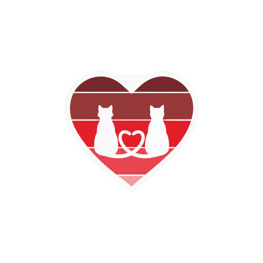 Cat Tail Love Retro Heart Vinyl Decal