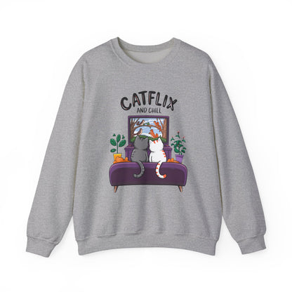 Catflix And Chill Crewneck Sweatshirt