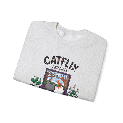 Catflix And Chill Crewneck Sweatshirt