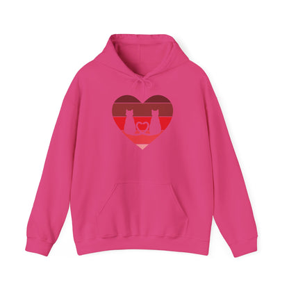 Cat Tail Love Retro Heart Hoodie Sweatshirt