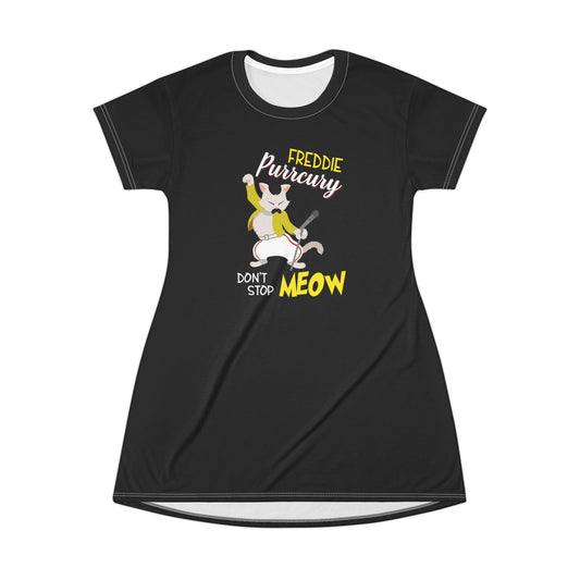 Freddie Purrcury Don't Stop Meow T-Shirt Dress