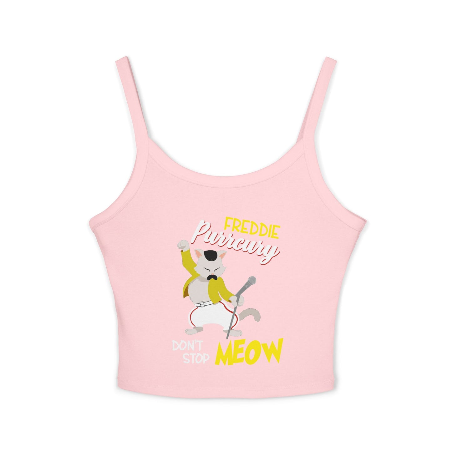 Freddie Purrcury Don't Stop Meow Women's Spaghetti Strap Tank Top