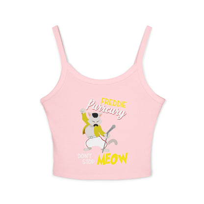 Freddie Purrcury Don't Stop Meow Women's Spaghetti Strap Tank Top