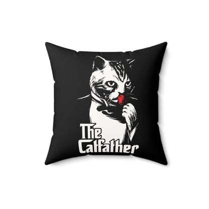 The Catfather Faux Suede Square Pillow