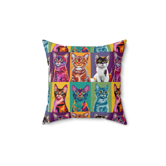 Catty Warhol Faux Suede Square Pillow