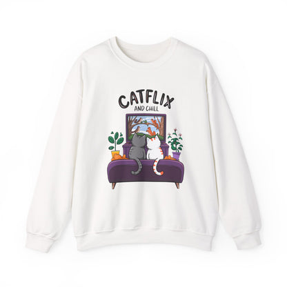 Catflix And Chill Crewneck Sweatshirt
