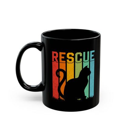 Retro Rescue Cat Black Coffee Mug