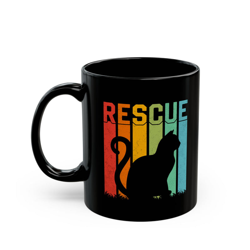 Retro Rescue Cat Black Coffee Mug