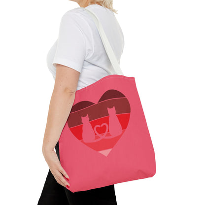 Cat Tail Love Retro Heart Tote Bag