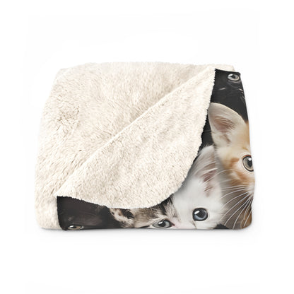 Cozy Kitten Crowd Sherpa Fleece Blanket