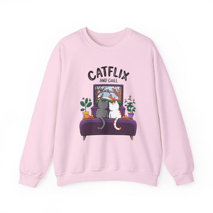Catflix And Chill Crewneck Sweatshirt