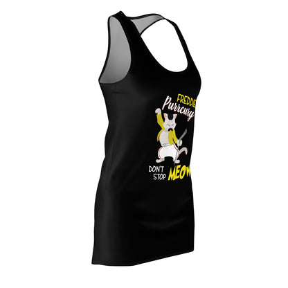 Freddie Purrcury Don't Stop Meow Women's Racerback Dress