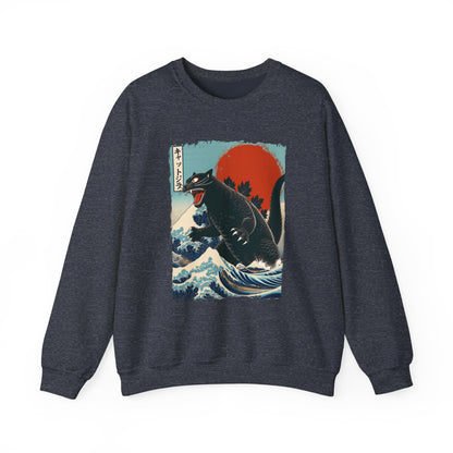 Catzilla Japanese Art Crewneck Sweatshirt