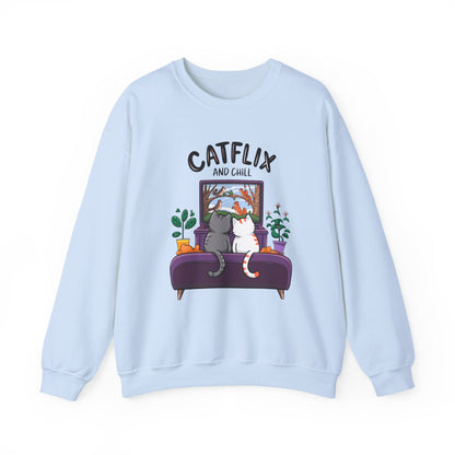 Catflix And Chill Crewneck Sweatshirt