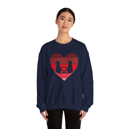 Cat Tail Love Retro Heart Crewneck Sweatshirt
