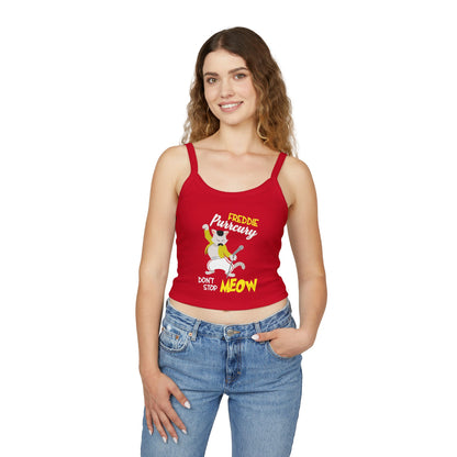 Freddie Purrcury Don't Stop Meow Women's Spaghetti Strap Tank Top