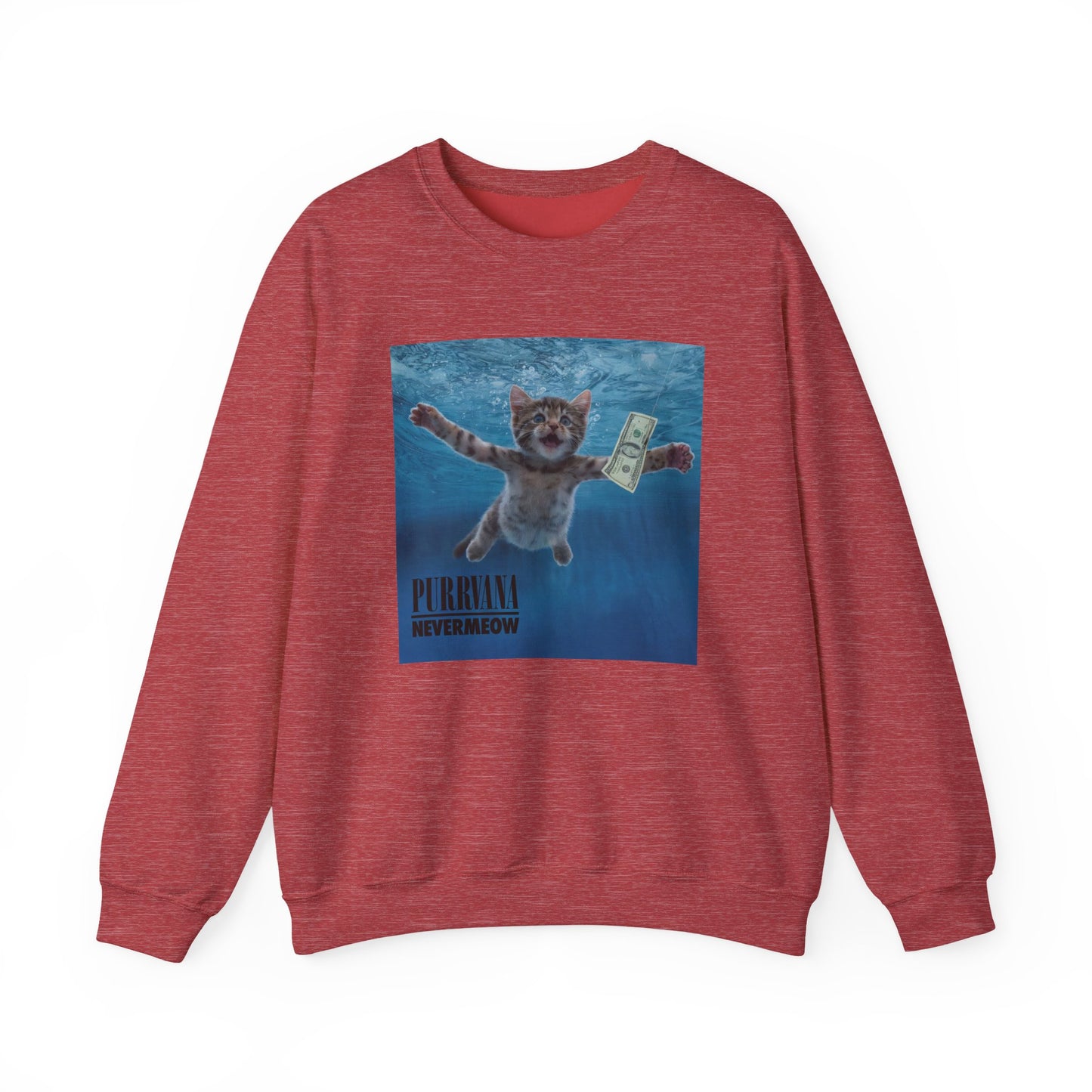 Purrvana Nevermeow Album Cover Crewneck Sweatshirt