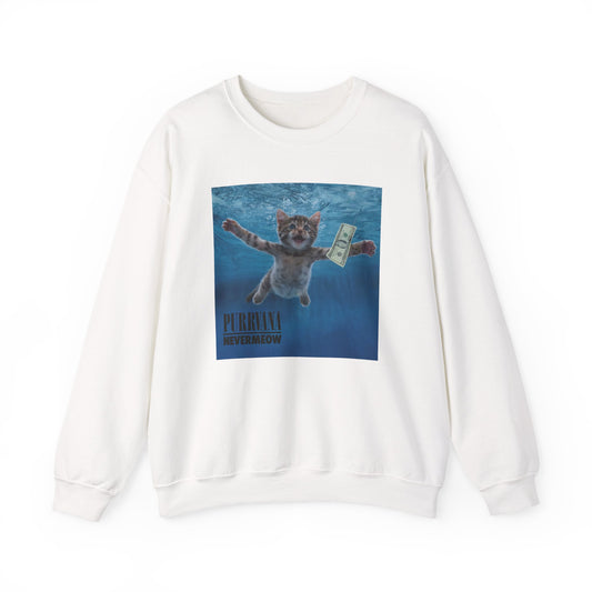 Purrvana Nevermeow Album Cover Crewneck Sweatshirt