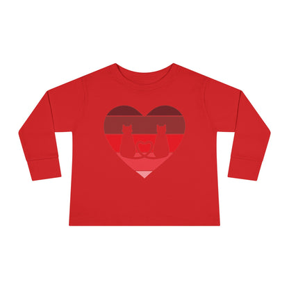Cat Tail Love Retro Heart Toddler Long Sleeve Tee