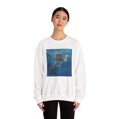 Purrvana Nevermeow Album Cover Crewneck Sweatshirt