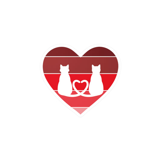Cat Tail Love Retro Heart Vinyl Decal