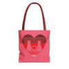 Cat Tail Love Retro Heart Tote Bag