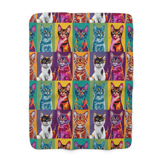 Catty Warhol Sherpa Fleece Blanket